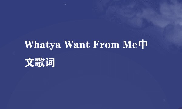 Whatya Want From Me中文歌词