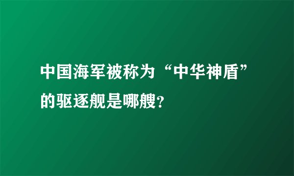 中国海军被称为“中华神盾”的驱逐舰是哪艘？