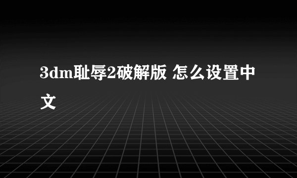 3dm耻辱2破解版 怎么设置中文