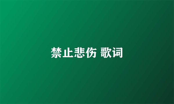 禁止悲伤 歌词