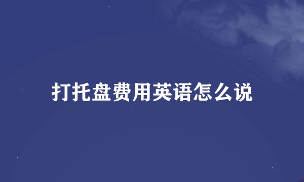 打托盘费用英语怎么说