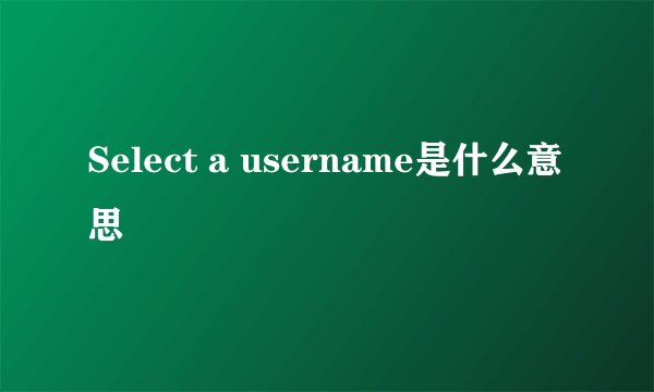 Select a username是什么意思