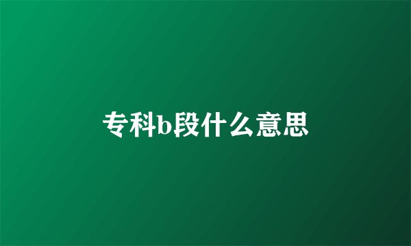 专科b段什么意思