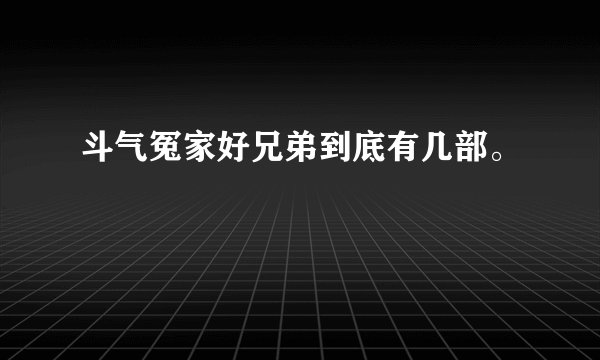 斗气冤家好兄弟到底有几部。