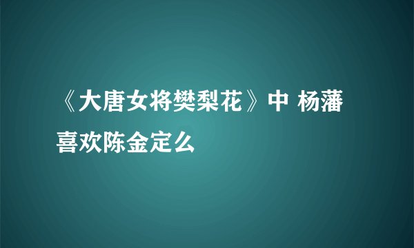 《大唐女将樊梨花》中 杨藩喜欢陈金定么