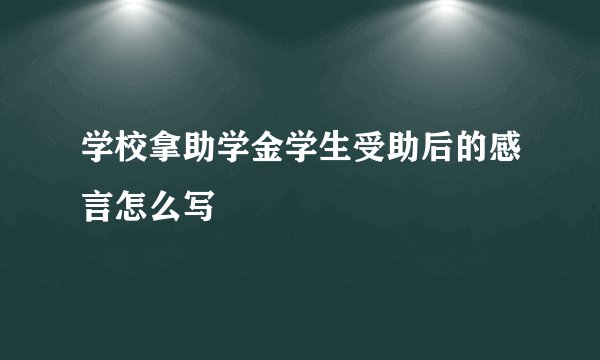 学校拿助学金学生受助后的感言怎么写