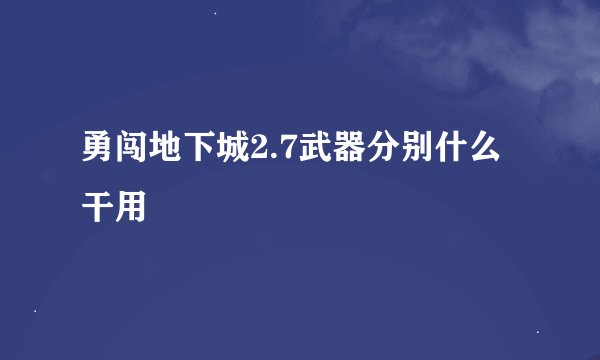 勇闯地下城2.7武器分别什么干用