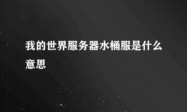 我的世界服务器水桶服是什么意思