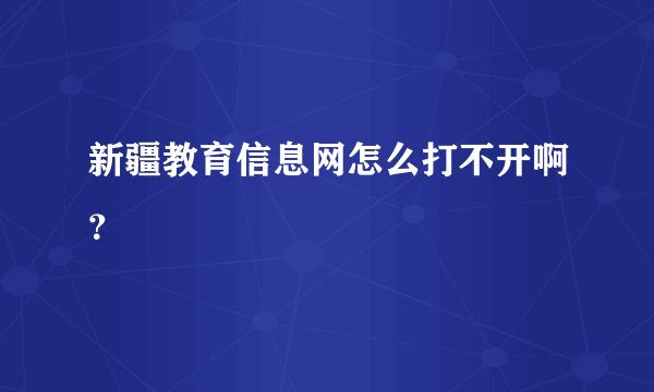 新疆教育信息网怎么打不开啊？