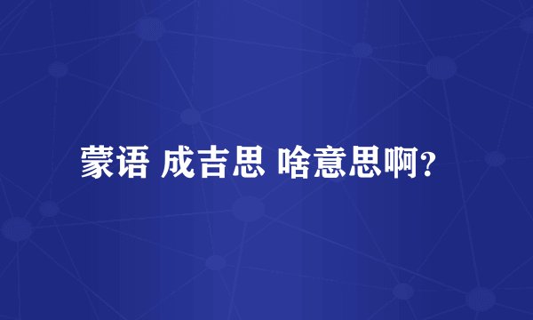 蒙语 成吉思 啥意思啊？