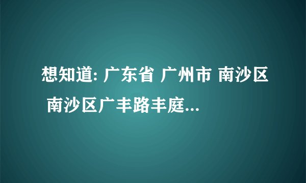 想知道: 广东省 广州市 南沙区 南沙区广丰路丰庭花园13栋 在哪