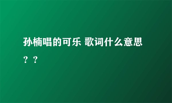 孙楠唱的可乐 歌词什么意思？？