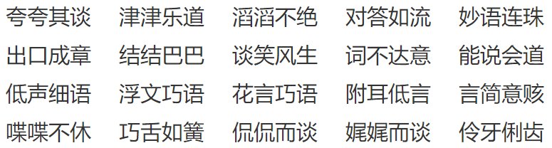 描写人物语言的成语？