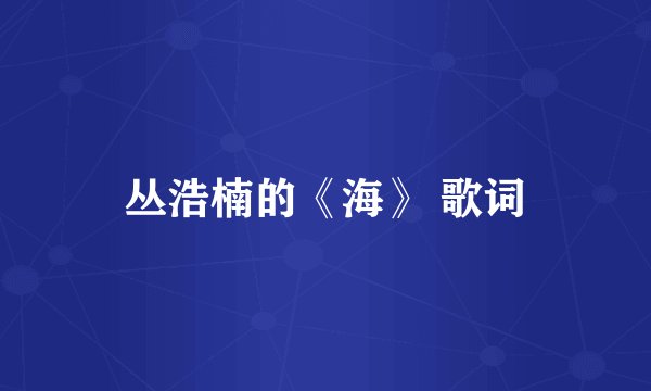 丛浩楠的《海》 歌词