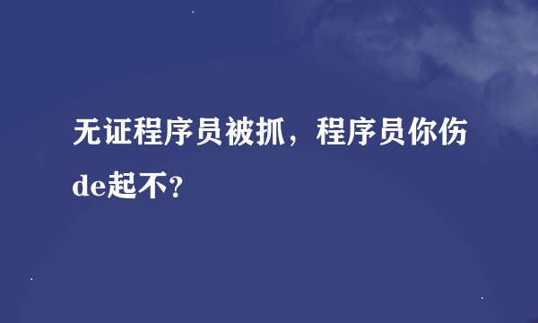 无证程序员被抓，程序员你伤de起不？