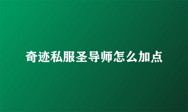 奇迹私服圣导师怎么加点