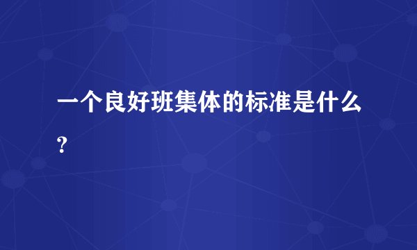 一个良好班集体的标准是什么？