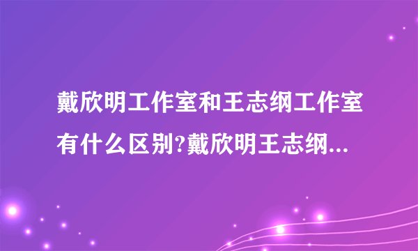 戴欣明工作室和王志纲工作室有什么区别?戴欣明王志纲都是中国著名的战略咨询专家啊