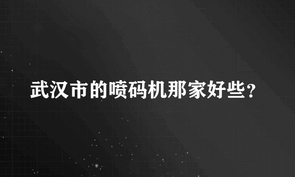 武汉市的喷码机那家好些？