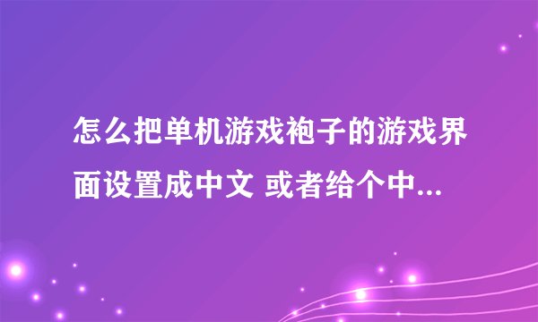 怎么把单机游戏袍子的游戏界面设置成中文 或者给个中文汉化补丁