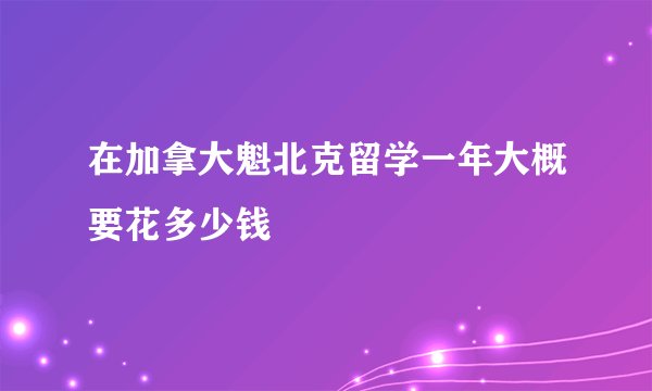 在加拿大魁北克留学一年大概要花多少钱