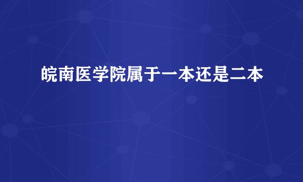 皖南医学院属于一本还是二本