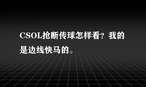 CSOL抢断传球怎样看？我的是边线快马的。