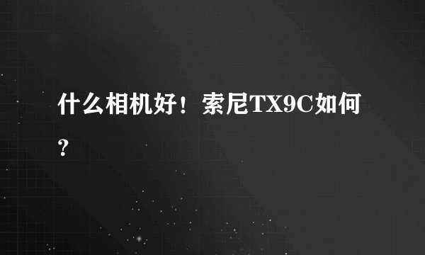 什么相机好！索尼TX9C如何？