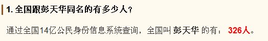 有多少叫彭天华的？