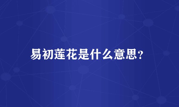 易初莲花是什么意思？