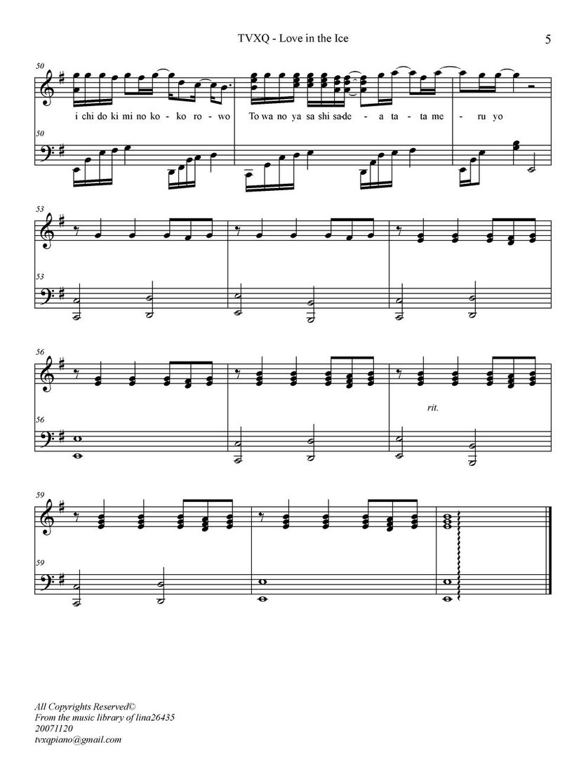 东方神起所有歌曲的简谱