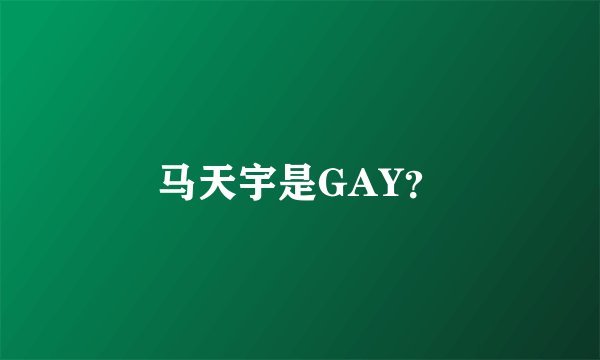 马天宇是GAY？