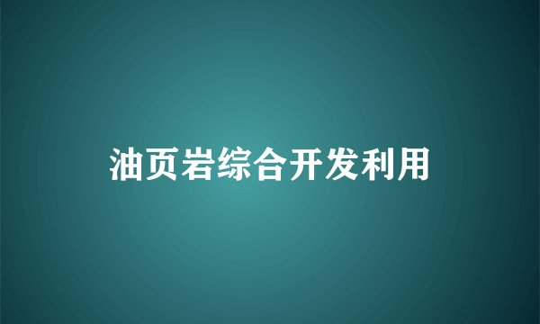 油页岩综合开发利用