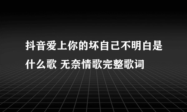抖音爱上你的坏自己不明白是什么歌 无奈情歌完整歌词