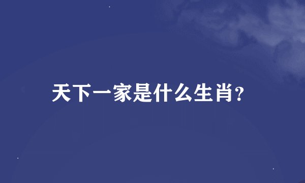 天下一家是什么生肖？