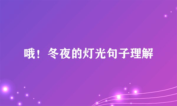 哦！冬夜的灯光句子理解