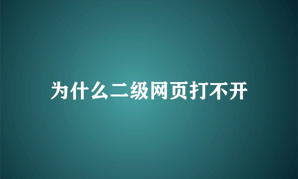 为什么二级网页打不开