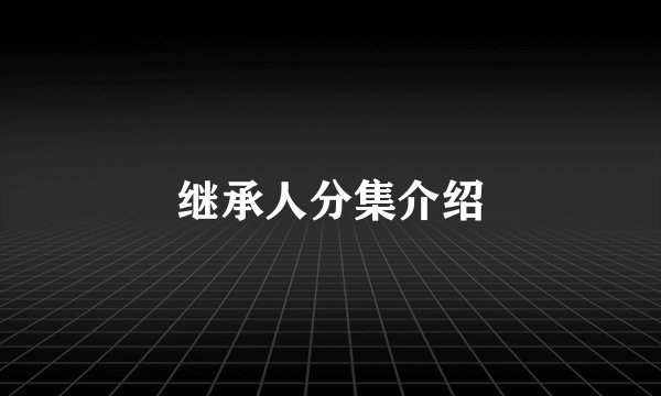 继承人分集介绍