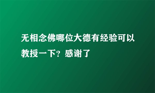 无相念佛哪位大德有经验可以教授一下？感谢了