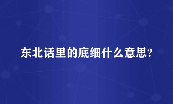 东北话里的底细什么意思?