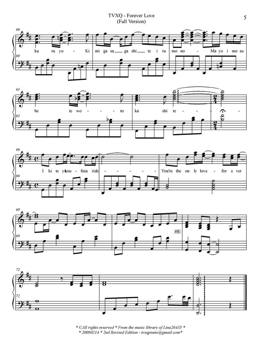 东方神起所有歌曲的简谱