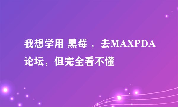 我想学用 黑莓 ，去MAXPDA论坛，但完全看不懂