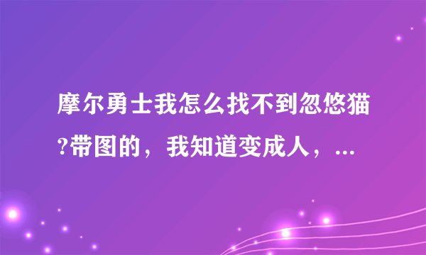 摩尔勇士我怎么找不到忽悠猫?带图的，我知道变成人，但就是找不到！