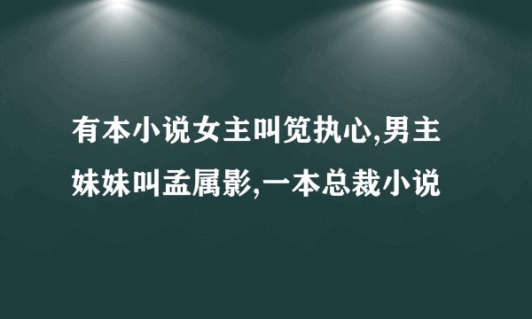 有本小说女主叫笕执心,男主妹妹叫孟属影,一本总裁小说