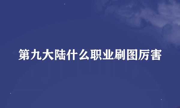 第九大陆什么职业刷图厉害