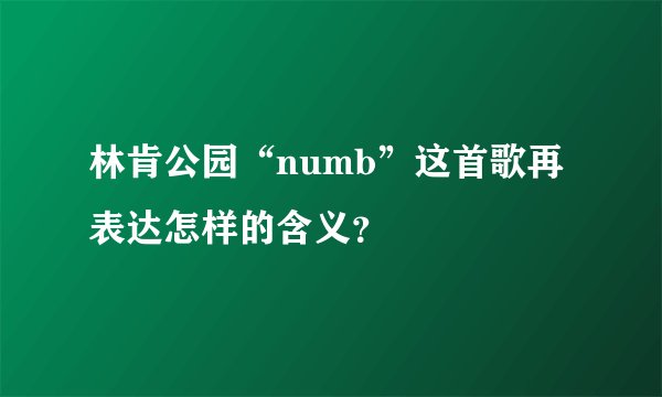 林肯公园“numb”这首歌再表达怎样的含义？