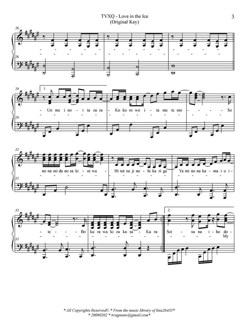 东方神起所有歌曲的简谱