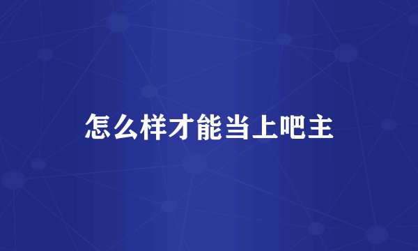 怎么样才能当上吧主
