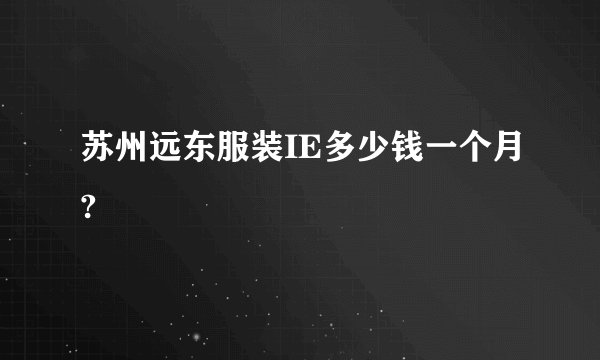 苏州远东服装IE多少钱一个月?