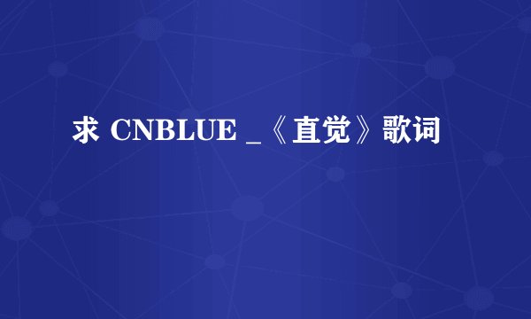 求 CNBLUE _《直觉》歌词